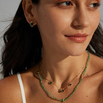Glossy Zircon and Peacock Stone Pendant Necklace Gembea - Gembea Jewelry