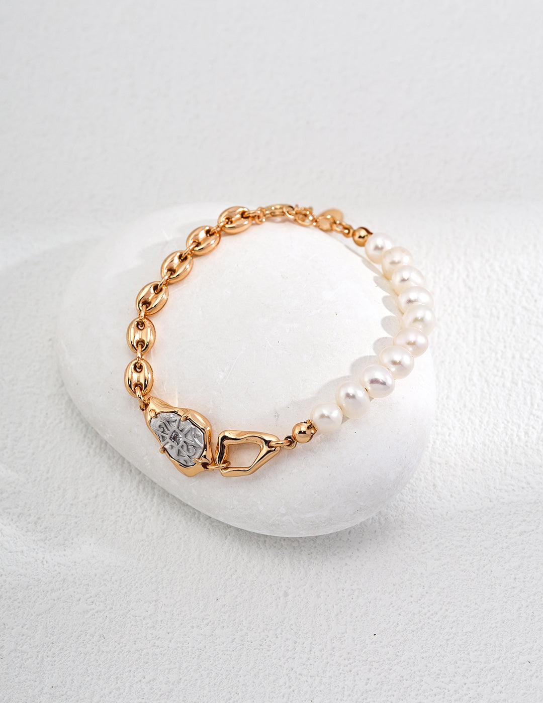 Zircon Pendant 18K Gold Chain Pearl Bracelet Gembea - Gembea Jewelry