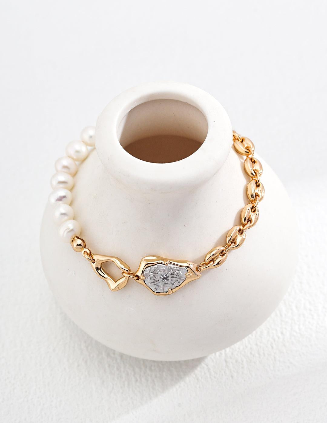 Zircon Pendant 18K Gold Chain Pearl Bracelet Gembea - Gembea Jewelry