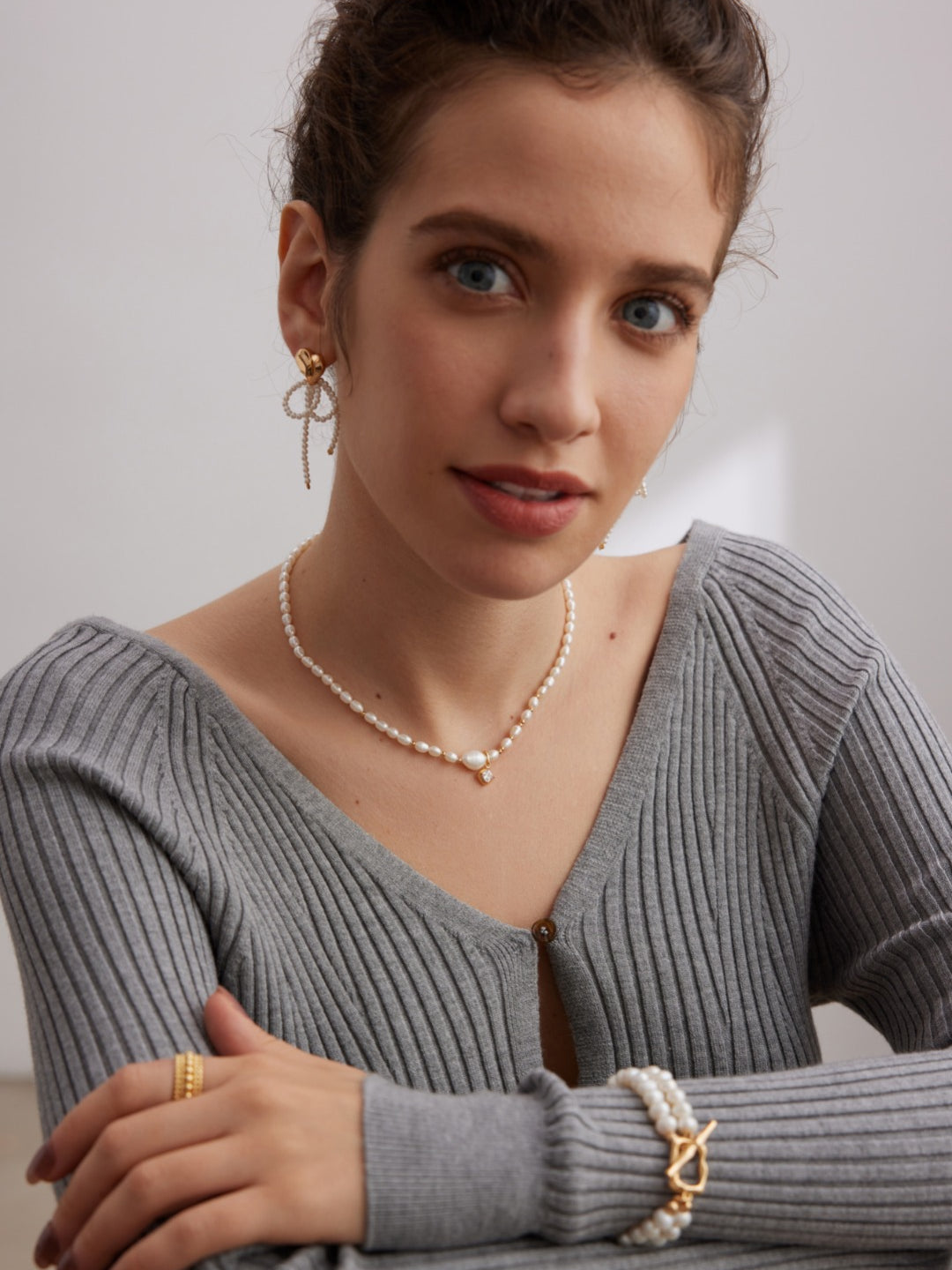 Zircon Pendant Pearl Necklace