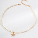 Zircon Star Pendant Pearl Beaded Necklace - Gembea Jewelry
