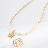 Zircon Star Pendant Pearl Beaded Necklace - Gembea Jewelry
