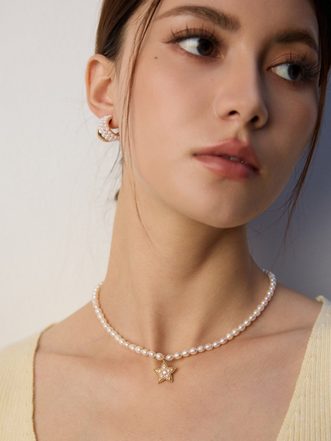 Zircon Star Pendant Pearl Beaded Necklace-Gembea Jewelry