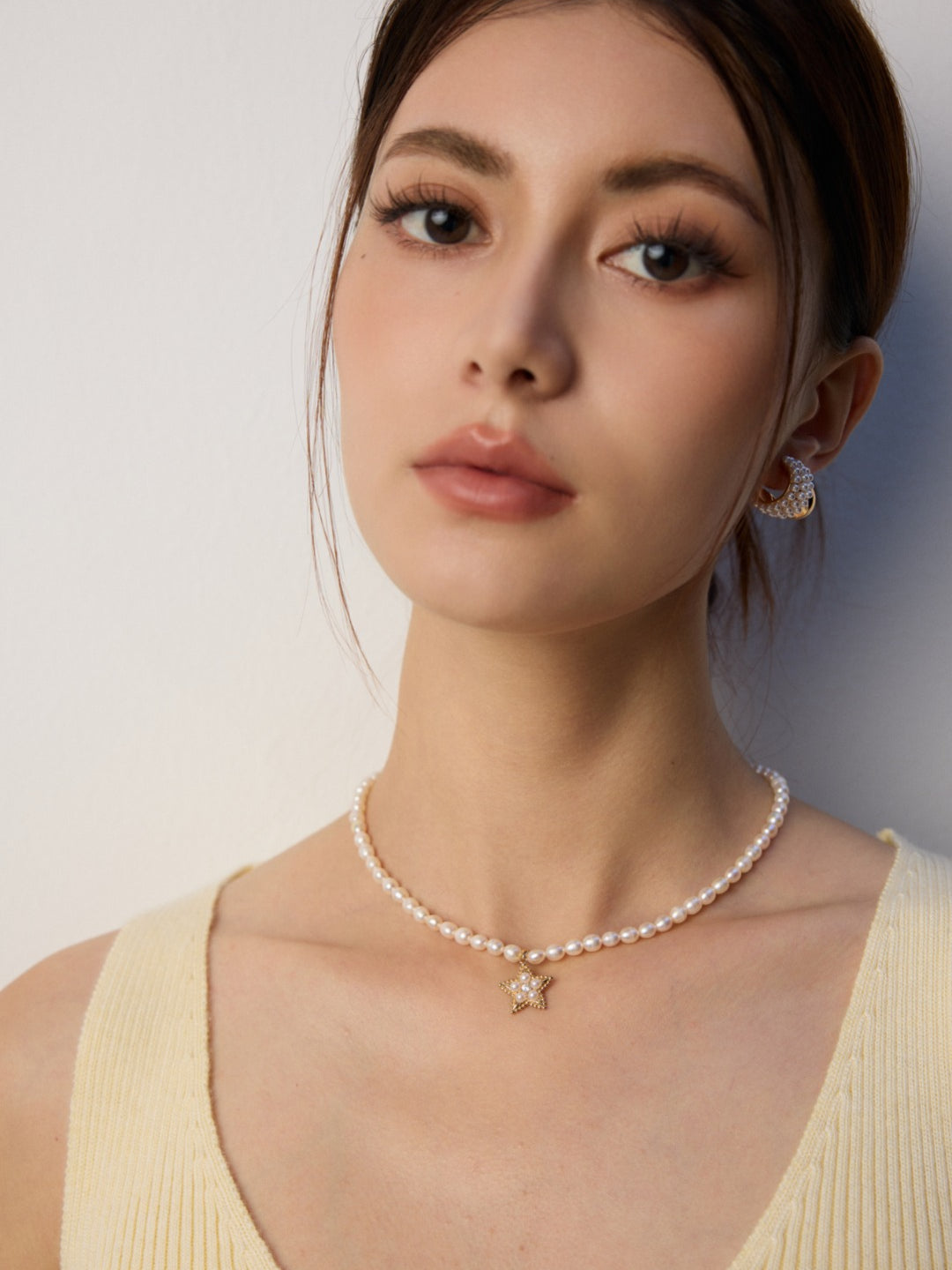 Zircon Star Pendant Pearl Beaded Necklace-Gembea Jewelry