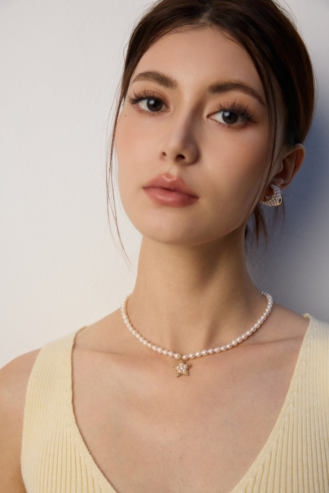 Zircon Star Pendant Pearl Beaded Necklace-Gembea Jewelry