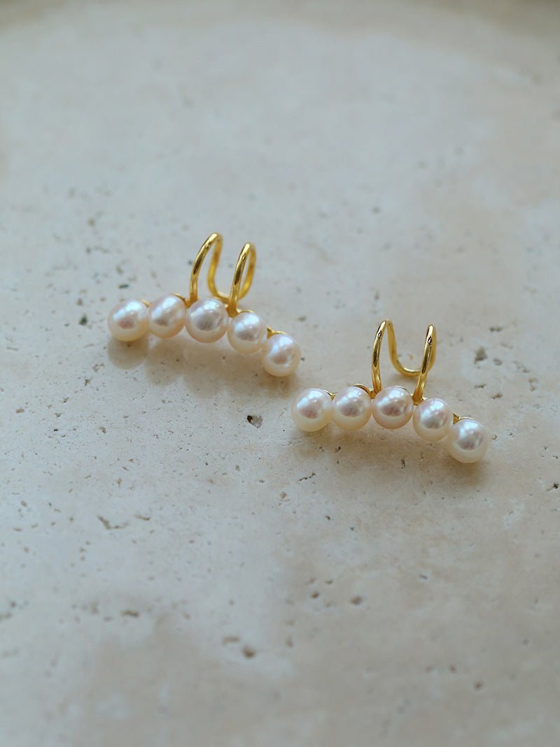 Balance Beam Freshwater Pearl Single Ear Clip gembea jewelry
