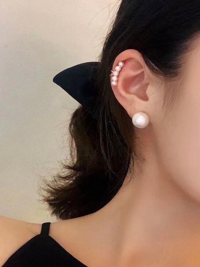 Balance Beam Freshwater Pearl Single Ear Clip gembea jewelry