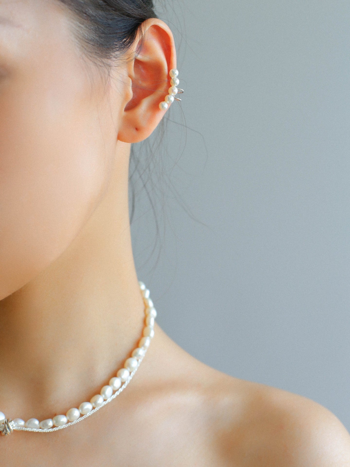 Balance Beam Freshwater Pearl Single Ear Clip gembea jewelry