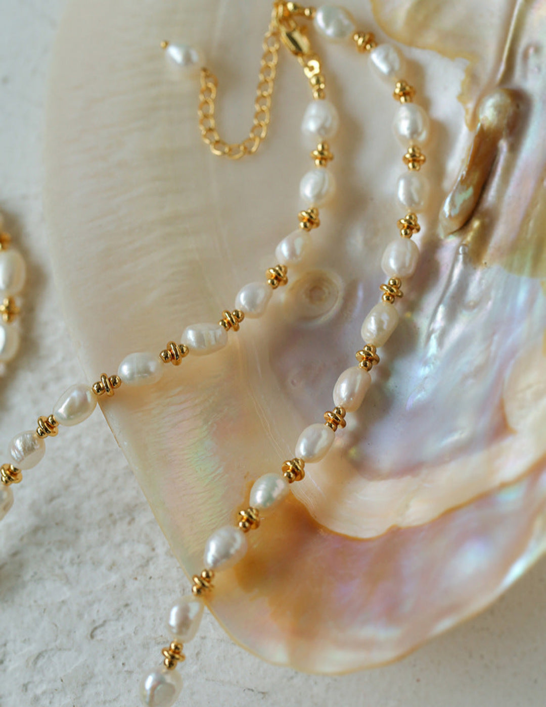 Gold Bean Baroque Pearl Beaded Necklace gembea jewelry