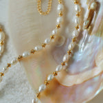 Gold Bean Baroque Pearl Beaded Necklace gembea jewelry