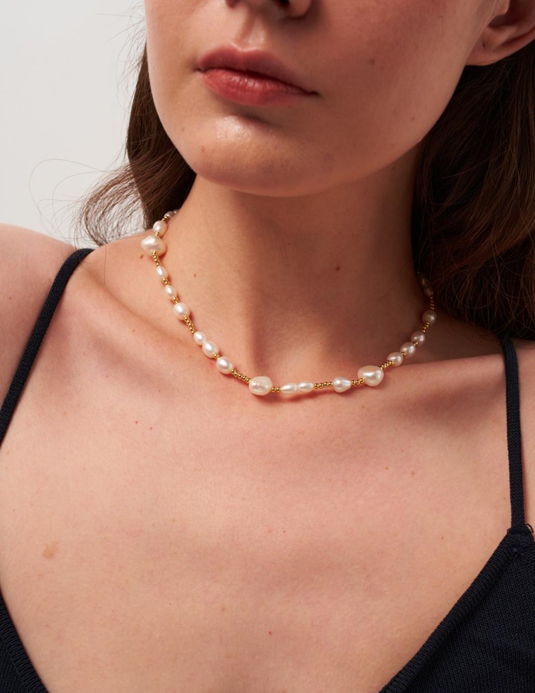 Irregular Genuine Baroque Pearl Necklace gembea jewelry