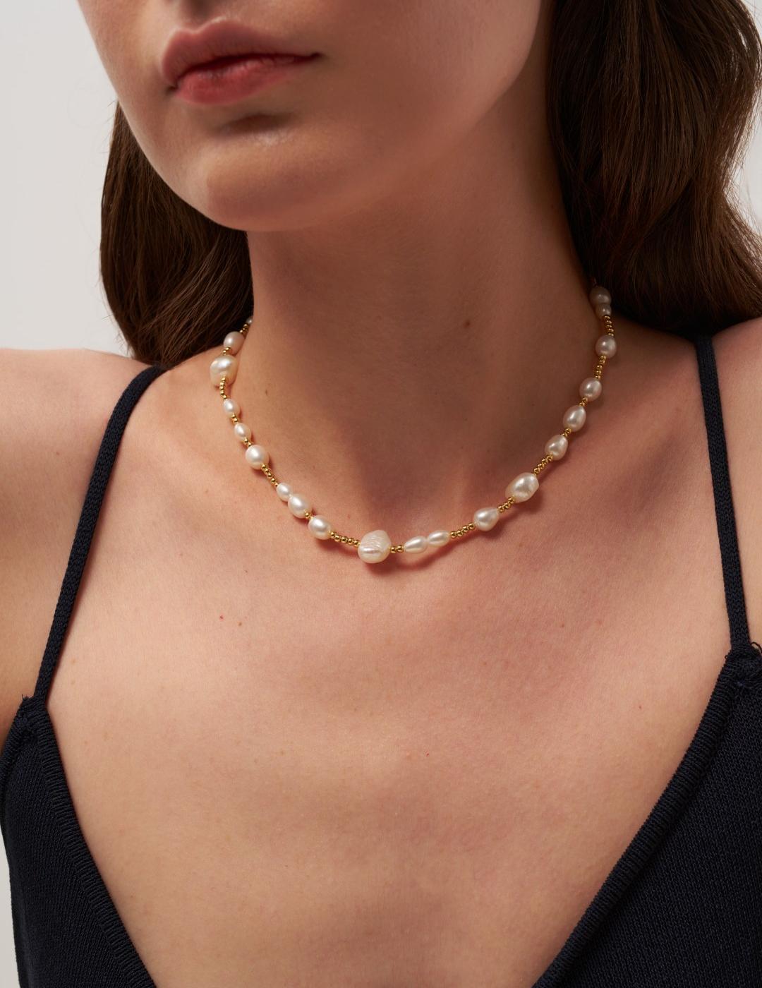 Irregular Genuine Baroque Pearl Necklace gembea jewelry