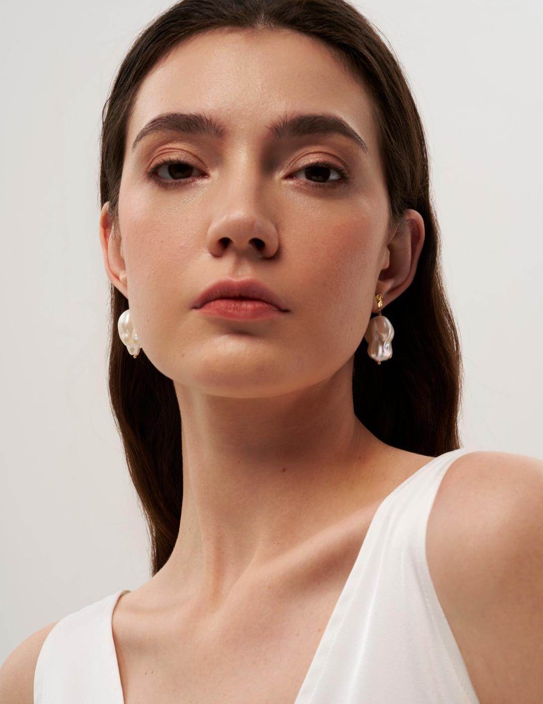 Lava Metal Baroque Pearl Drop Earrings gembea jewelry