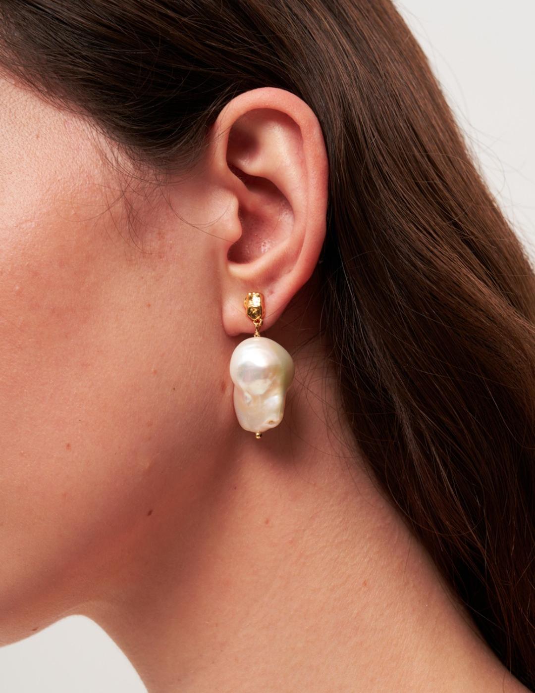 Lava Metal Baroque Pearl Drop Earrings gembea jewelry