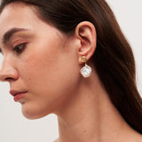 Metal Zircon Petal Baroque Pearl Drop Earrings gembea jewelry