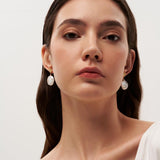 Metal Zircon Petal Baroque Pearl Drop Earrings gembea jewelry