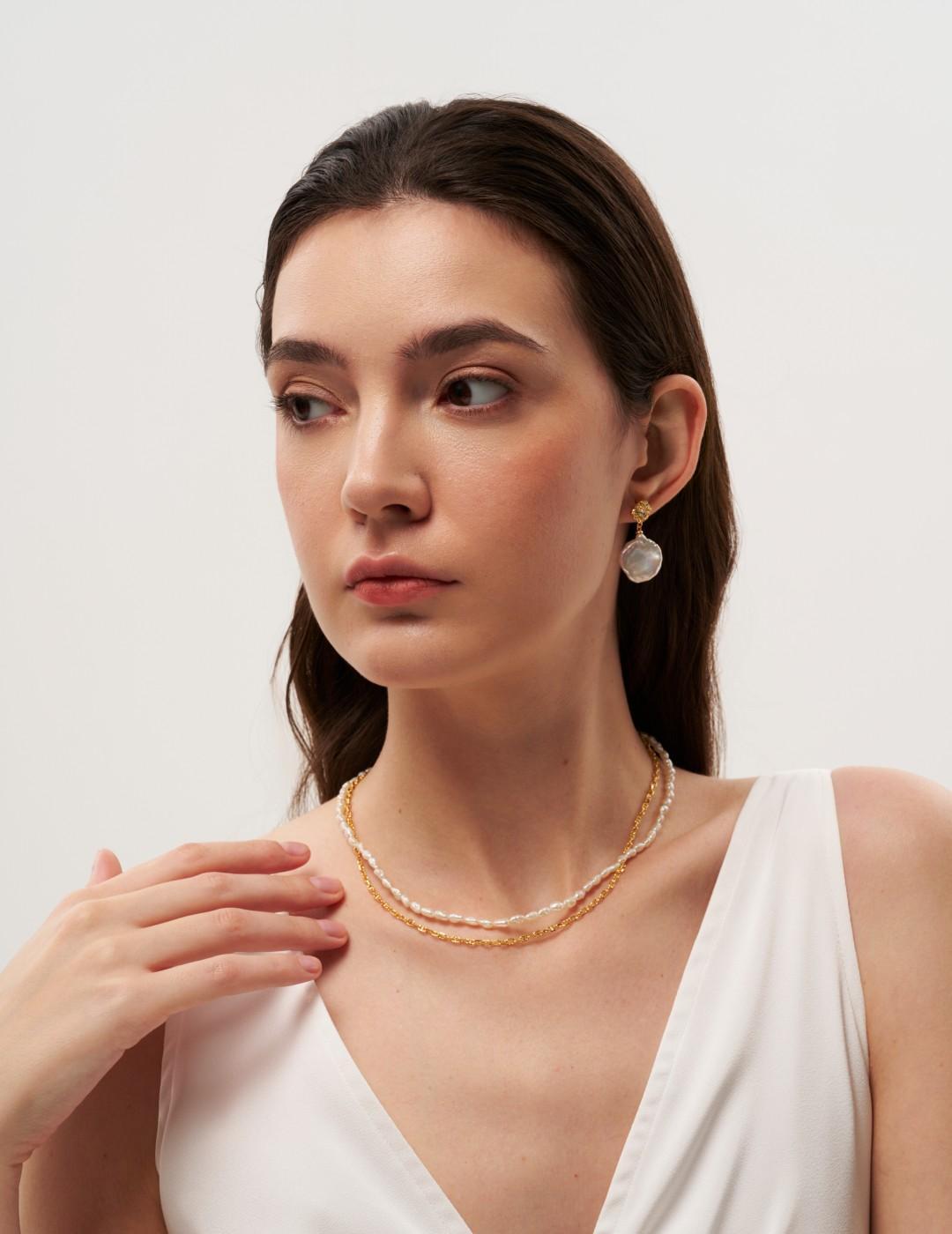 Double-layer Mini Baroque Pearl Chain Necklace gembea jewelry