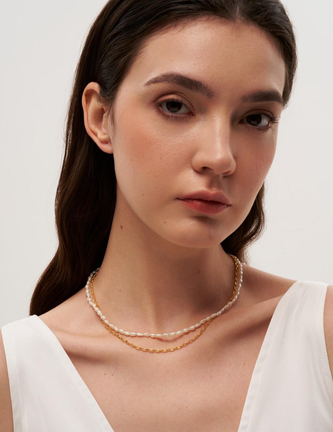 Double-layer Mini Baroque Pearl Chain Necklace gembea jewelry