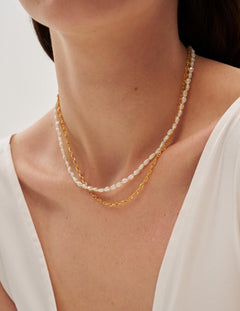 Double-layer Mini Baroque Pearl Chain Necklace gembea jewelry