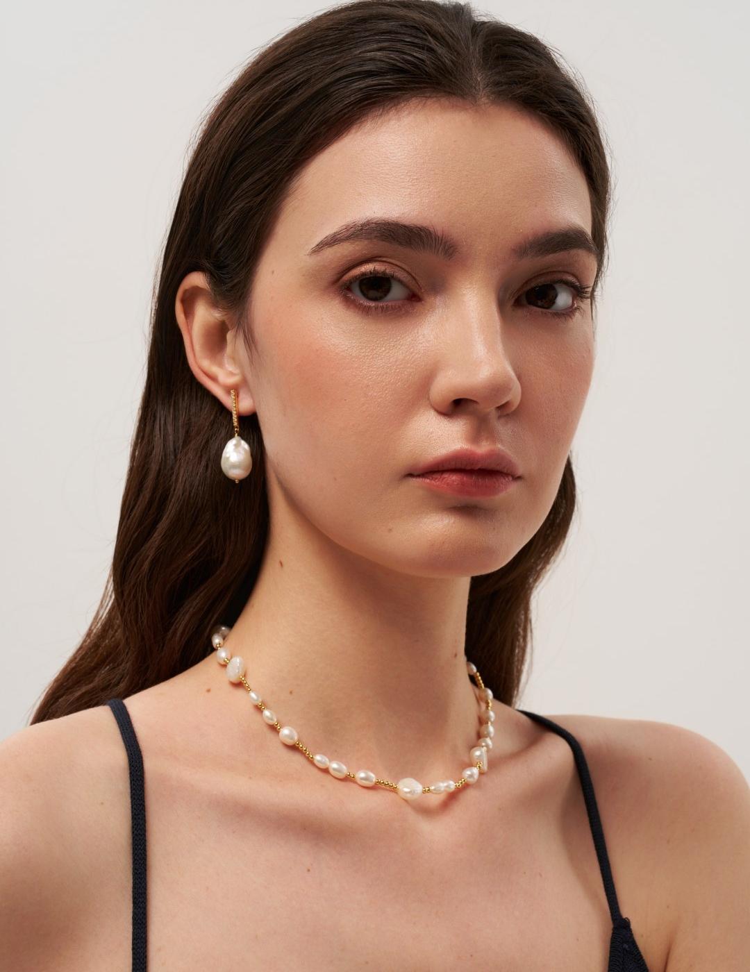 Irregular Genuine Baroque Pearl Necklace gembea jewelry