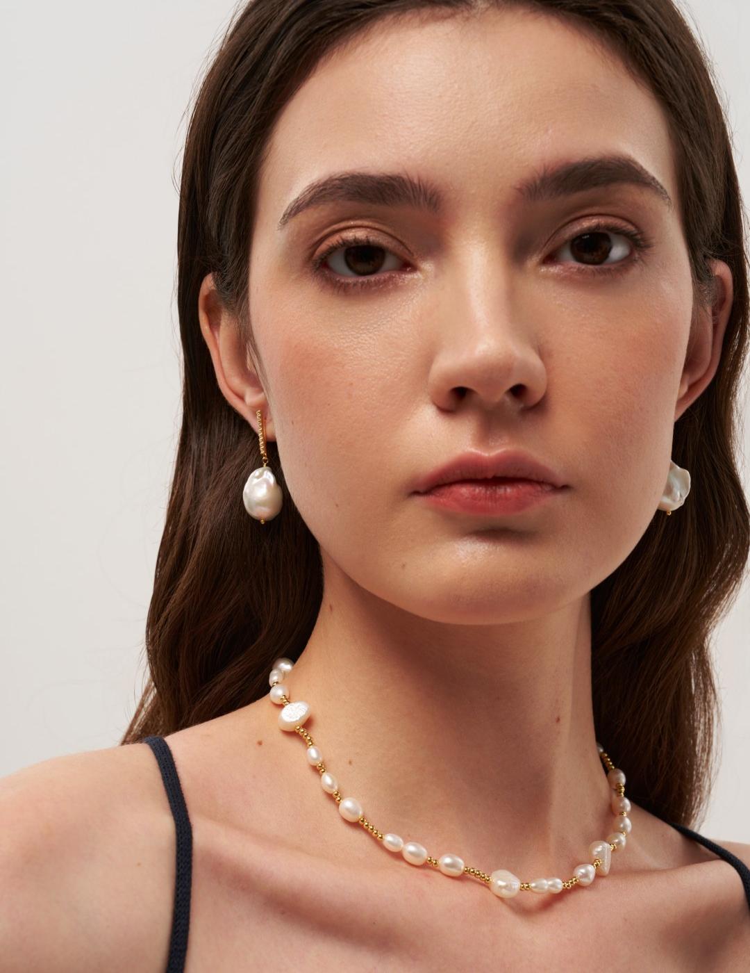 Irregular Genuine Baroque Pearl Necklace gembea jewelry