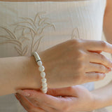 Baroque Shaped Pearl Silver Bend Elastic Bracelet