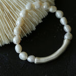 Baroque Shaped Pearl Silver Bend Elastic Bracelet