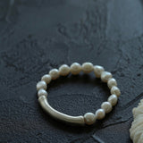 Baroque Shaped Pearl Silver Bend Elastic Bracelet