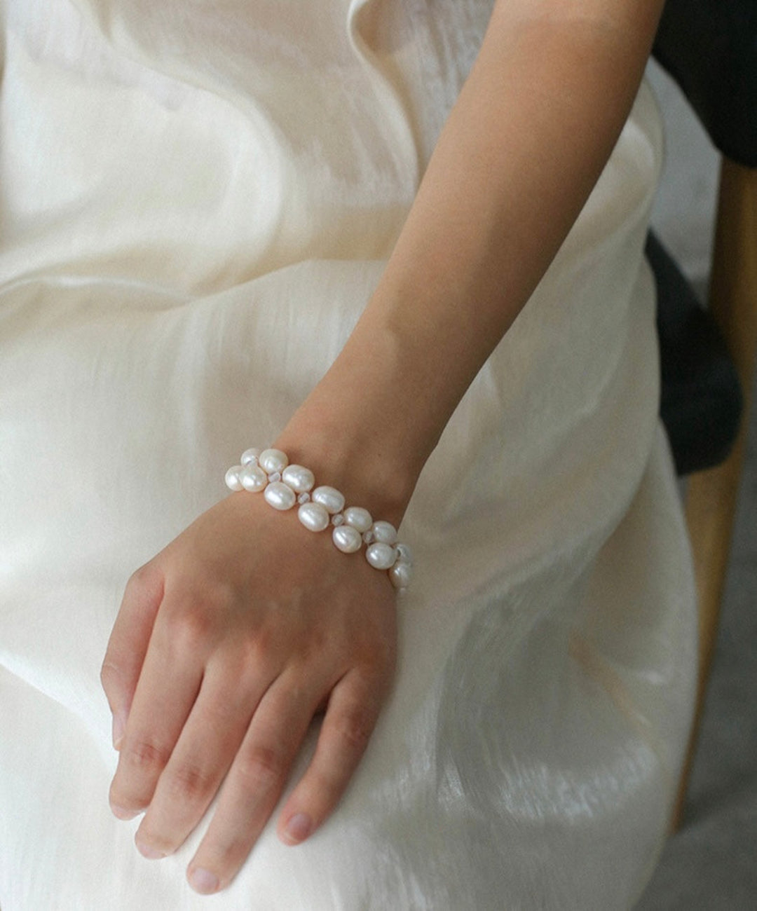 Double Natural Freshwater Baroque Pearl Bracelet