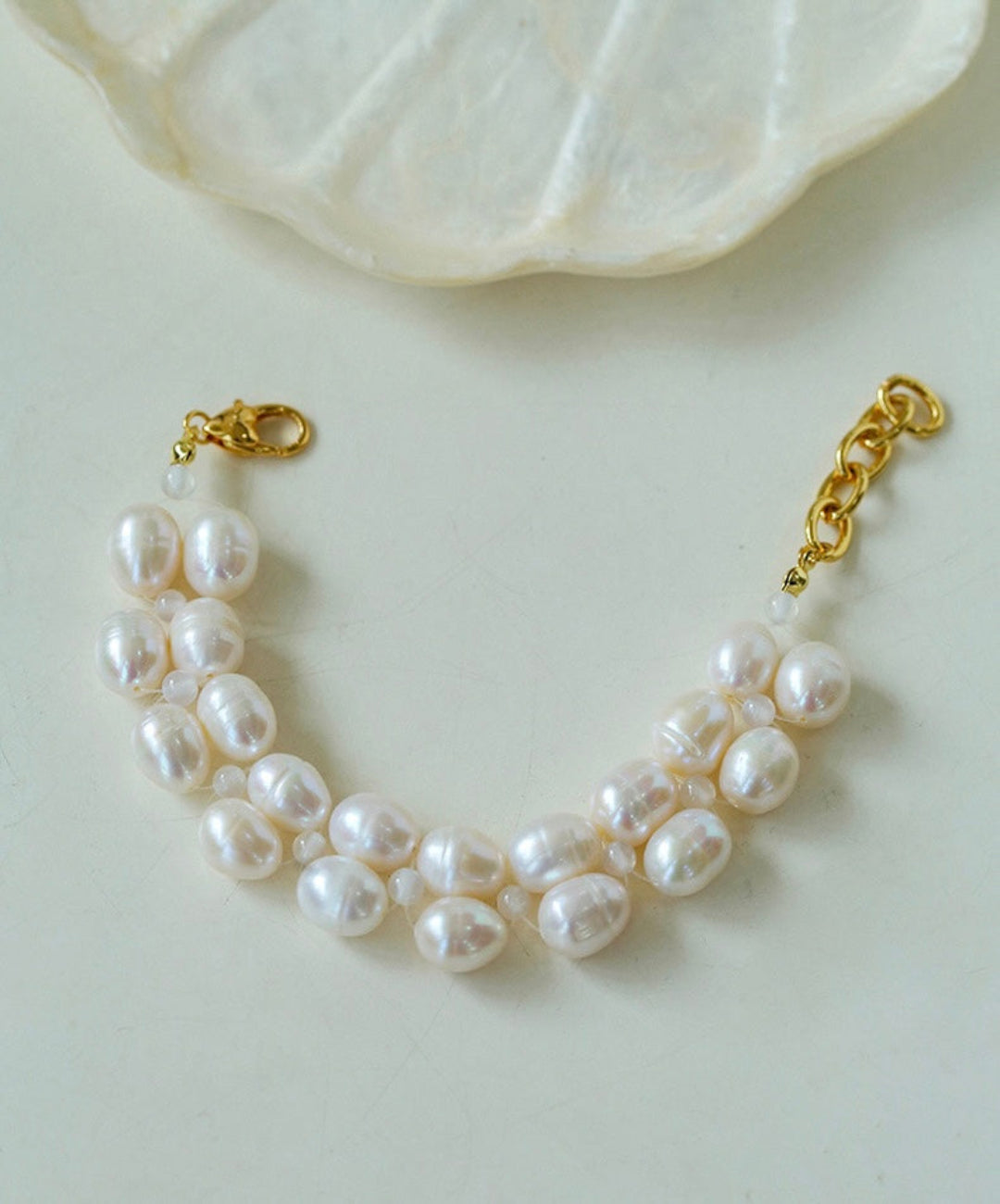 Double Natural Freshwater Baroque Pearl Bracelet