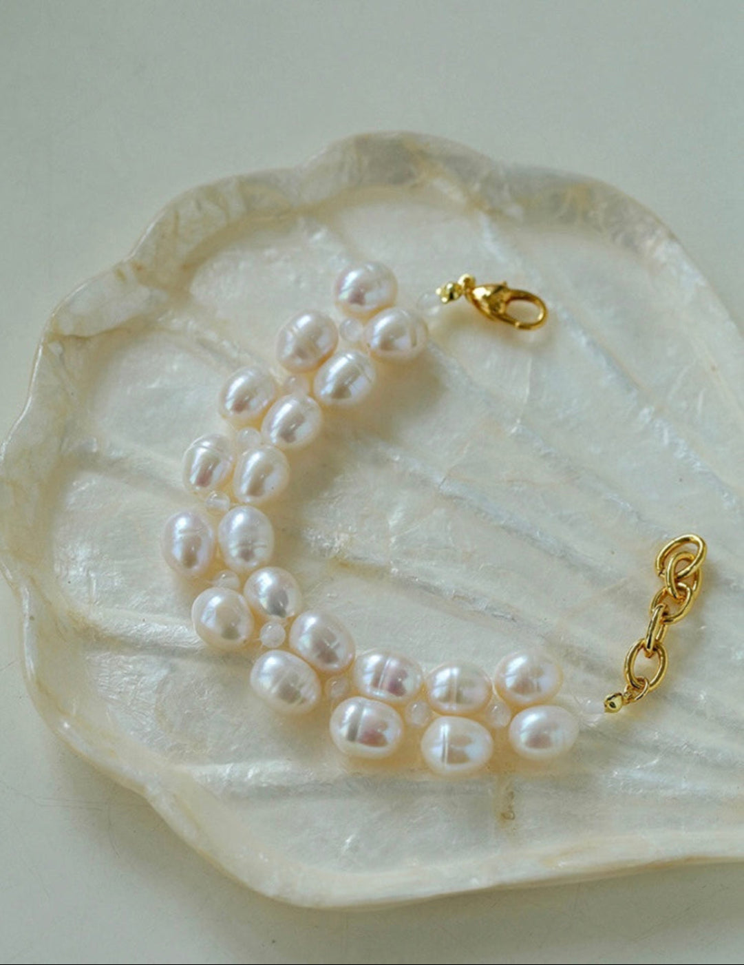 Double Natural Freshwater Baroque Pearl Bracelet