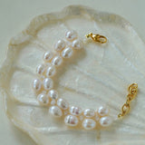 Double Natural Freshwater Baroque Pearl Bracelet