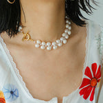 Double Baroque Pearl Collarbone Choker Necklaces