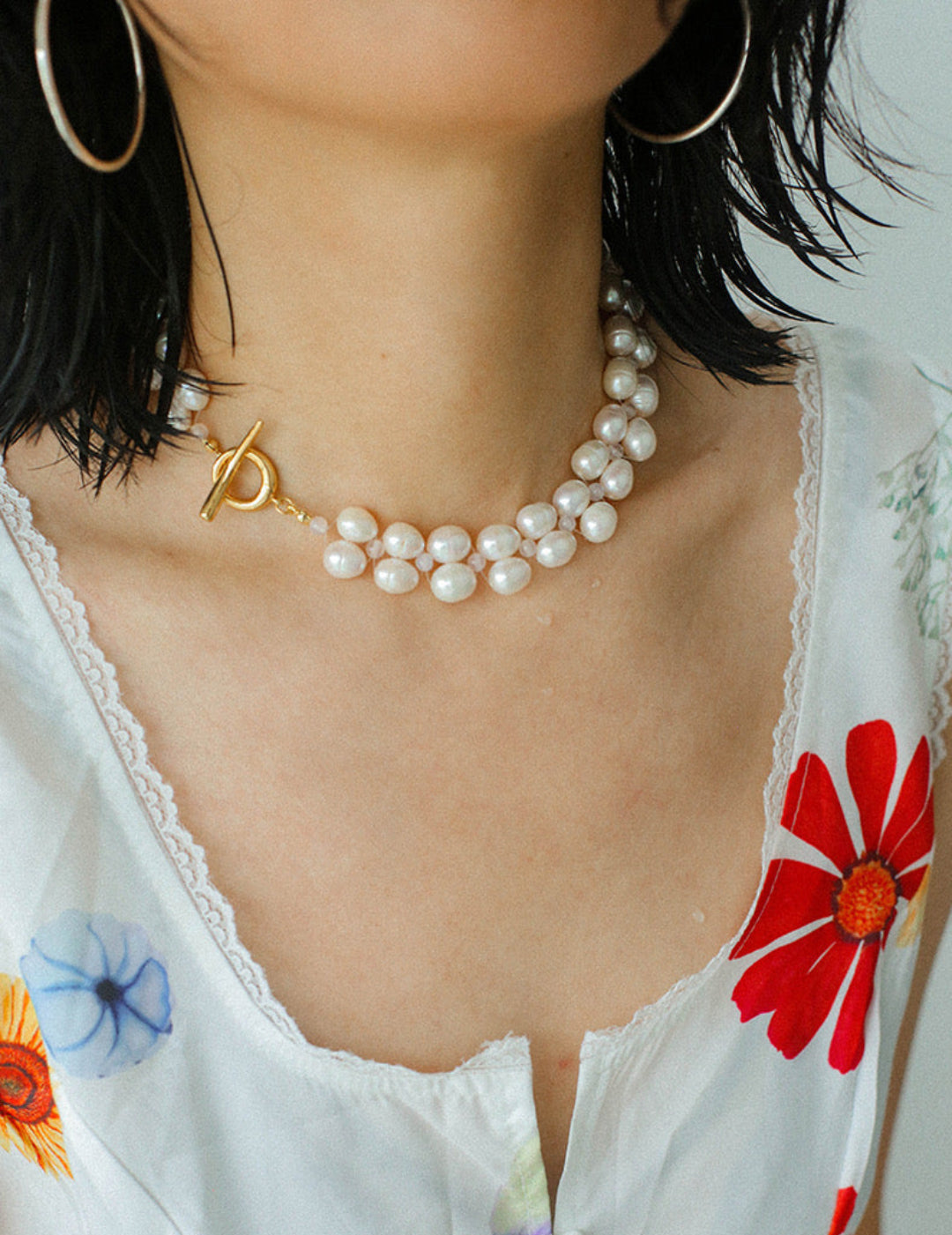 Double Baroque Pearl Collarbone Choker Necklaces