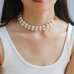 Double Baroque Pearl Collarbone Choker Necklaces