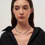 Bean Pod Black Agate Pearl Beaded Necklace gembea jewelry