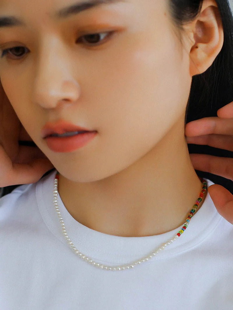 Colorful Stone Pearl Beaded Necklace-Gembea Jewelry