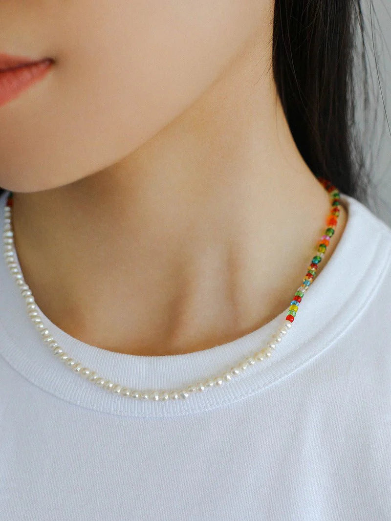 Colorful Stone Pearl Beaded Necklace-Gembea Jewelry