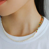 Colorful Stone Pearl Beaded Necklace-Gembea Jewelry