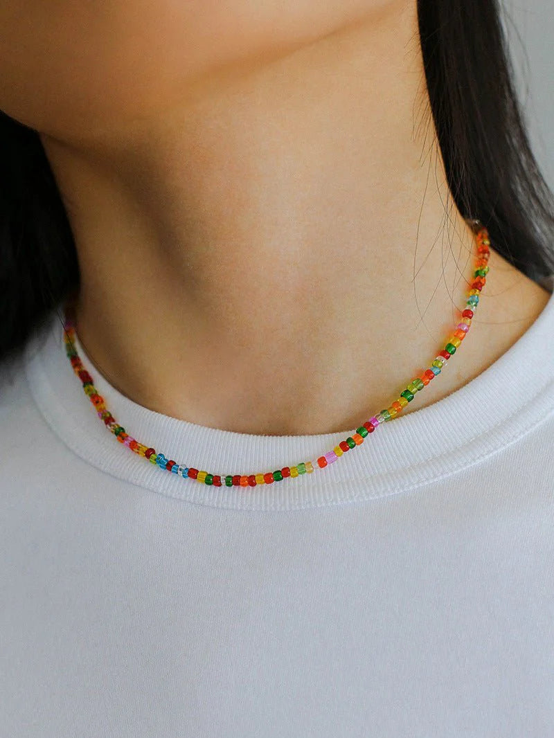 Colorful Stone Pearl Beaded Necklace-Gembea Jewelry