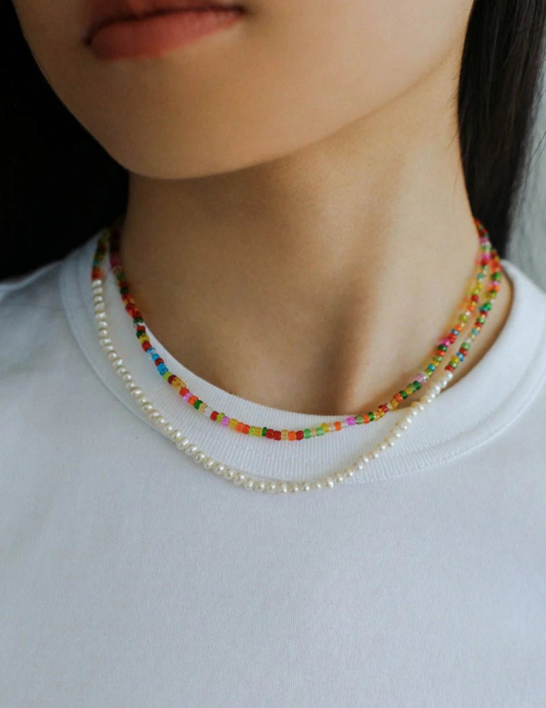 Colorful Stone Pearl Beaded Necklace-Gembea Jewelry
