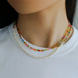 Colorful Stone Pearl Beaded Necklace-Gembea Jewelry