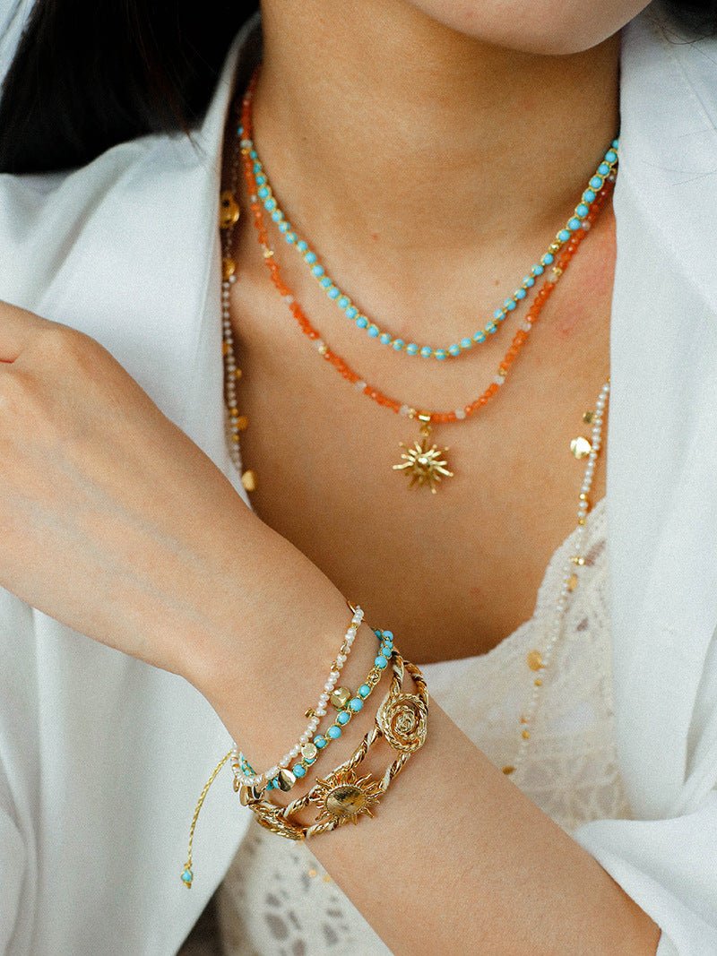 Beach Colorful Natural Stone Beaded Necklace Gembea jewelry
