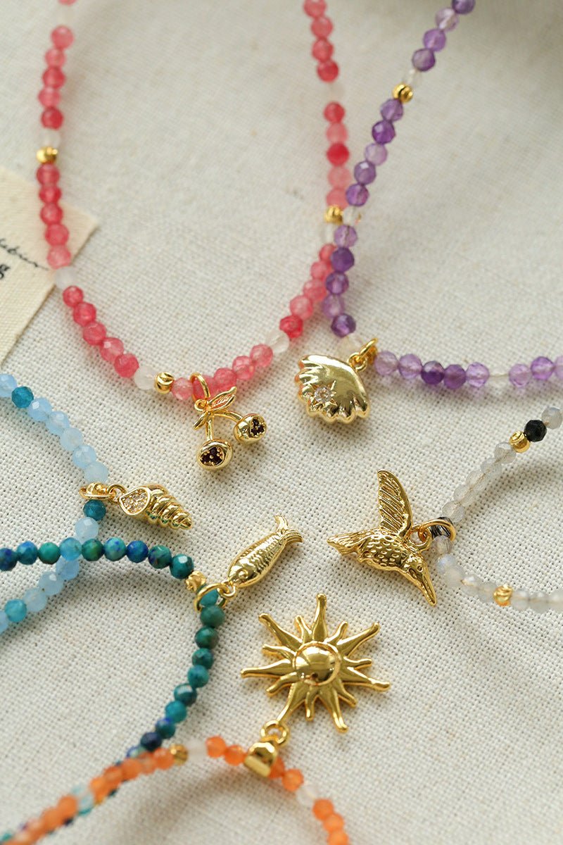Beach Colorful Natural Stone Beaded Necklace Gembea jewelry
