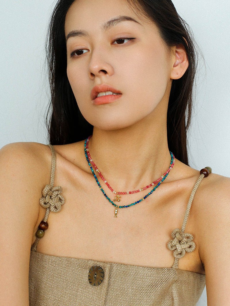 Beach Colorful Natural Stone Beaded Necklace Gembea jewelry