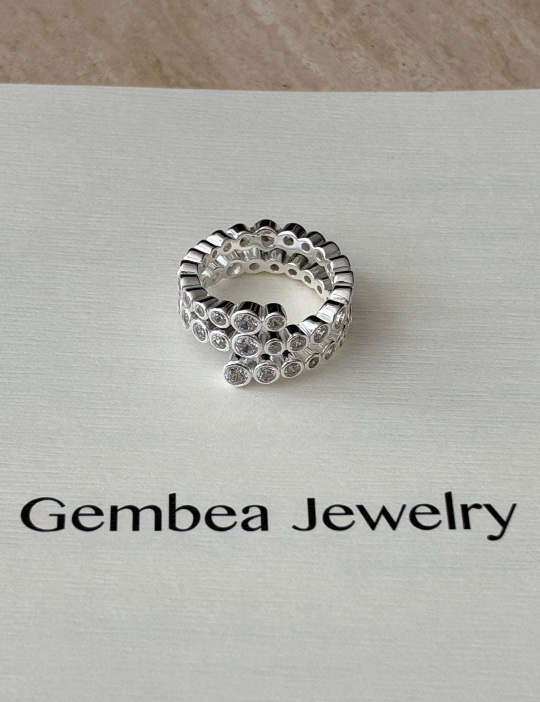 Lueur Bubble Three Layers Cubic Zircon Ring-Silver gembea jewelry