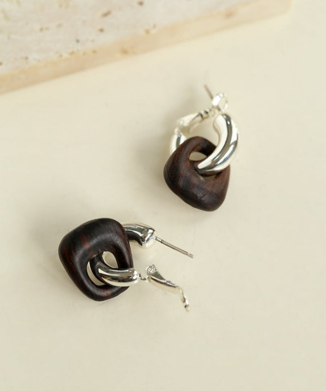 Tribal Totem Ebony Harmony Hoop Earrings-Gembea Jewelry