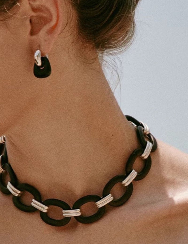 Tribal Totem Ebony Harmony Hoop Earrings-Gembea Jewelry