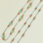 Long Tourmaline Wax Cord Necklace-Gembea Jewelry