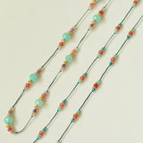 Long Tourmaline Wax Cord Necklace-Gembea Jewelry